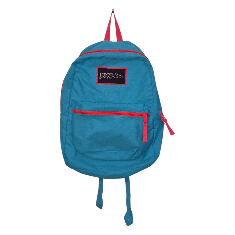 JanSport SuperBreak Backpack Turquoise Blue Coral Pink T08W Kids School Bag